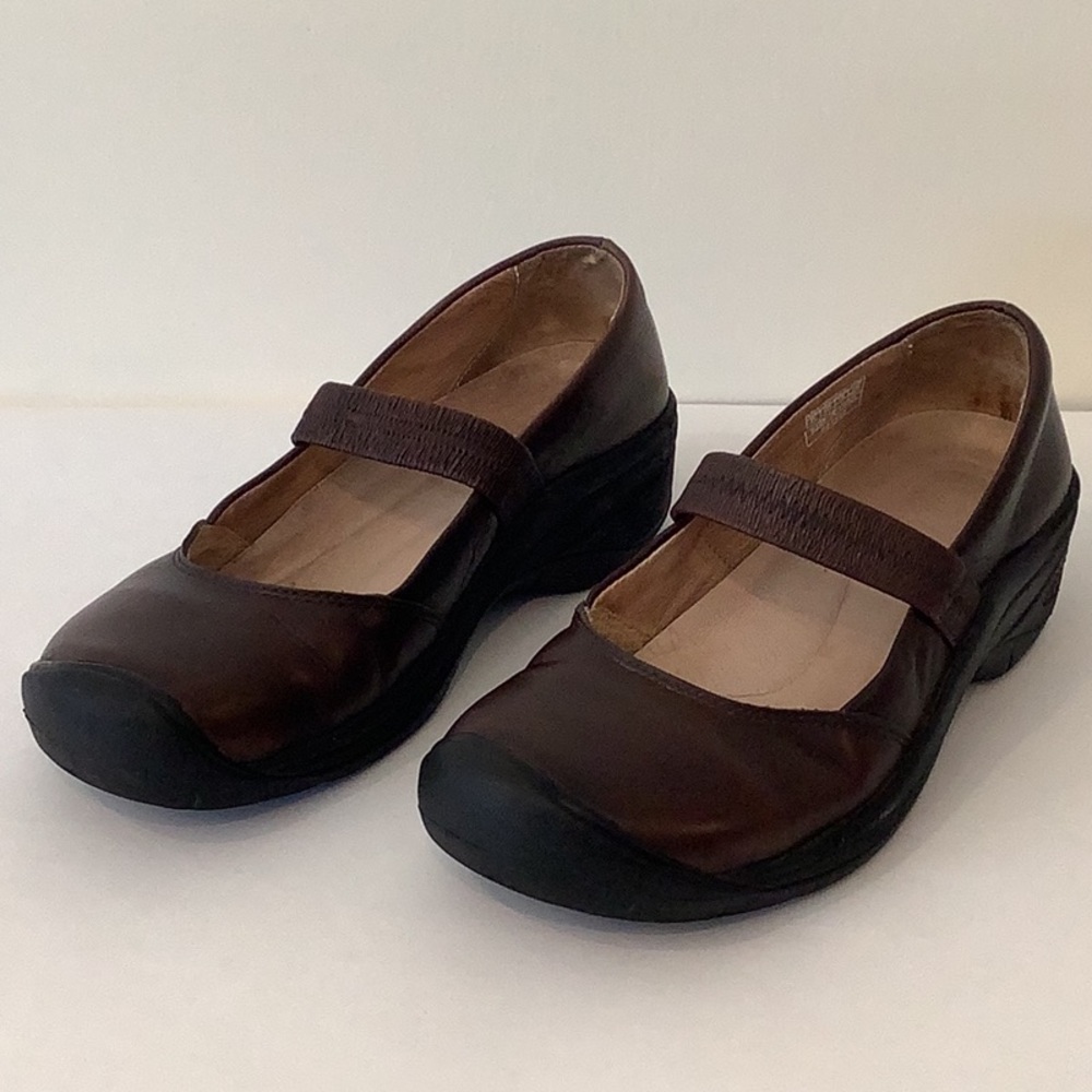 Keen Palermo Coffee Brown slip on Mary Jane heel